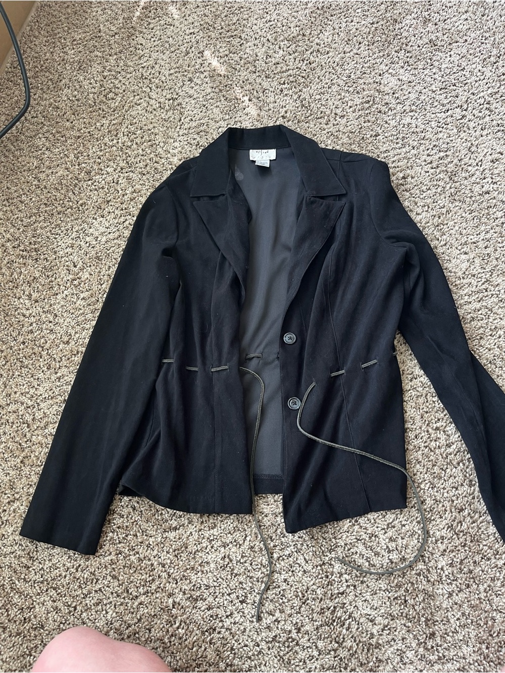 Women's Black Drawstring Waist Blazer Jacket